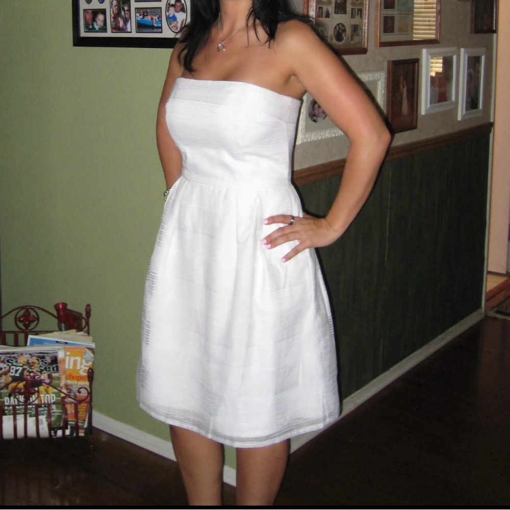 White House Black Market White Strapless Sundress